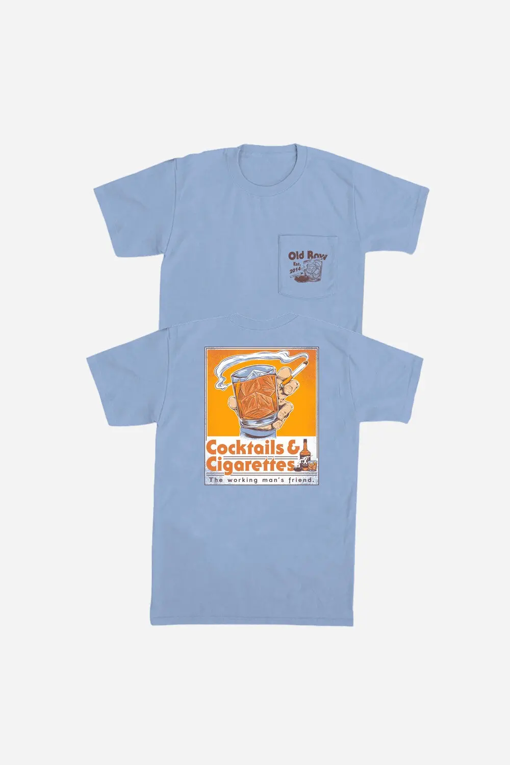 Old Row The Cocktails & Cigarettes Pocket Tee In Washed Denim 1