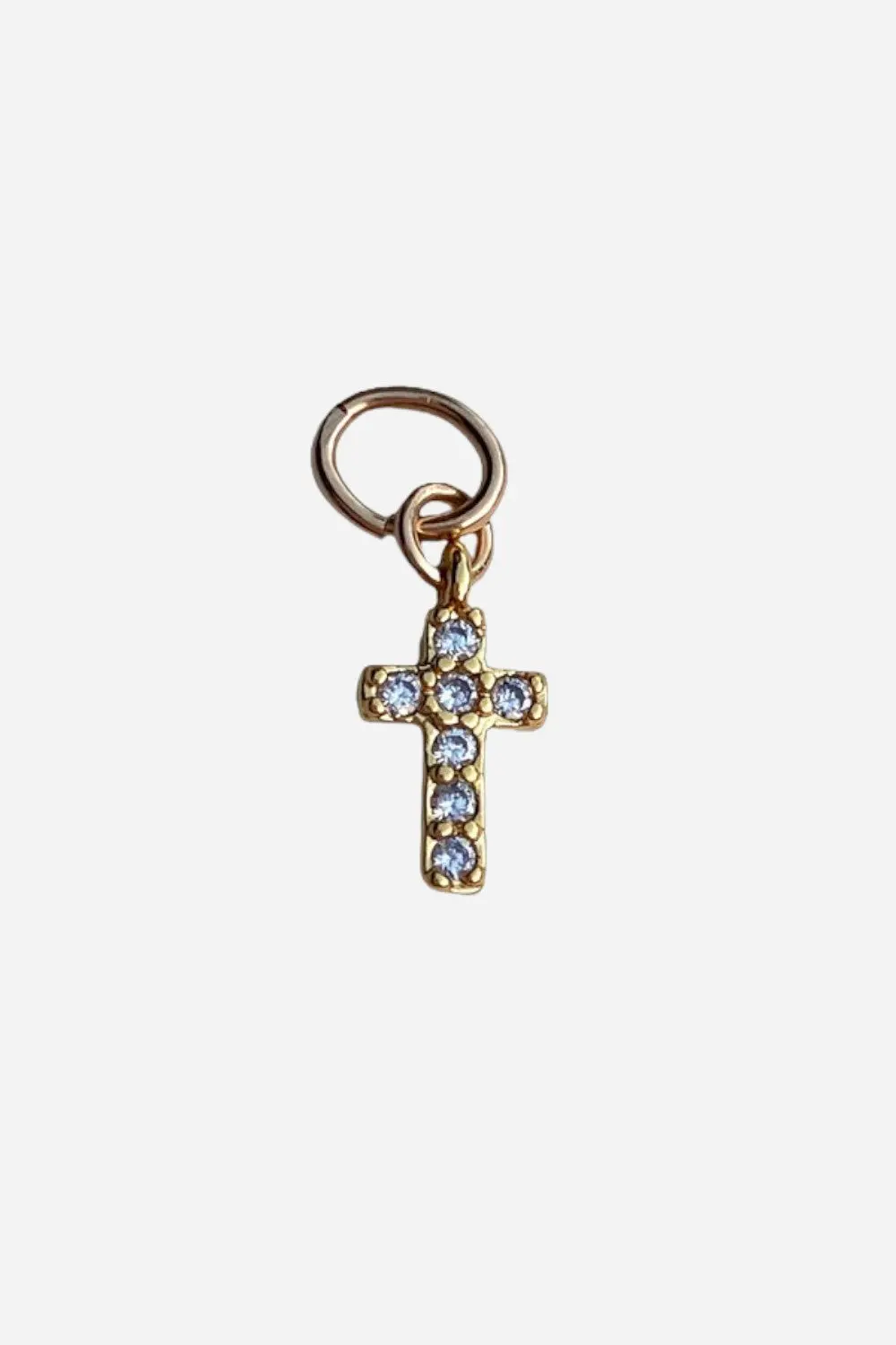 Farrah B Mini Pave Cross Charm 1
