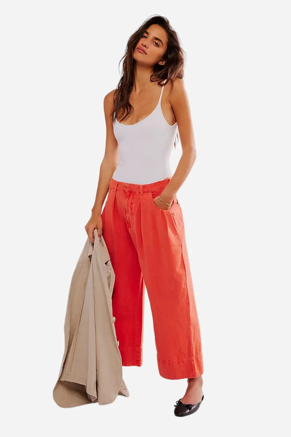 Free People Sweet Talk Chino Pants In Red Mango 1