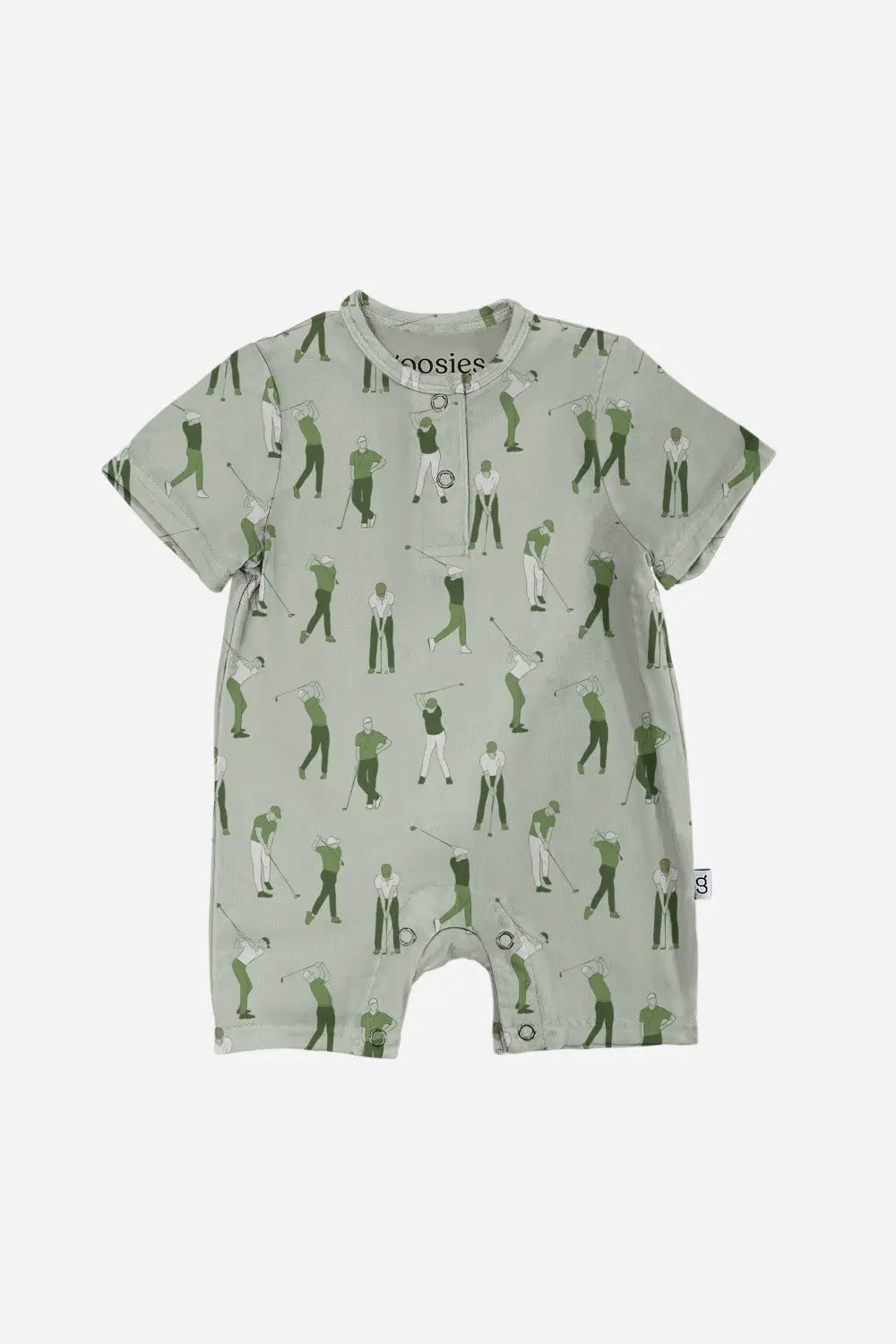 Goosies Short Sleeve Henley Romper In Golf Sketch 1