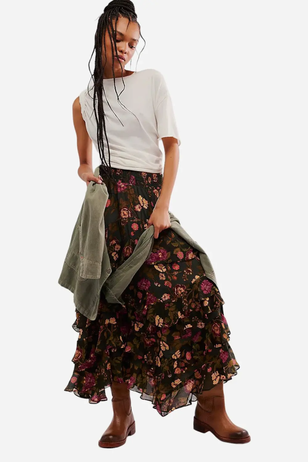 Free People Lolita Maxi Skirt In Wash Black Combo 1