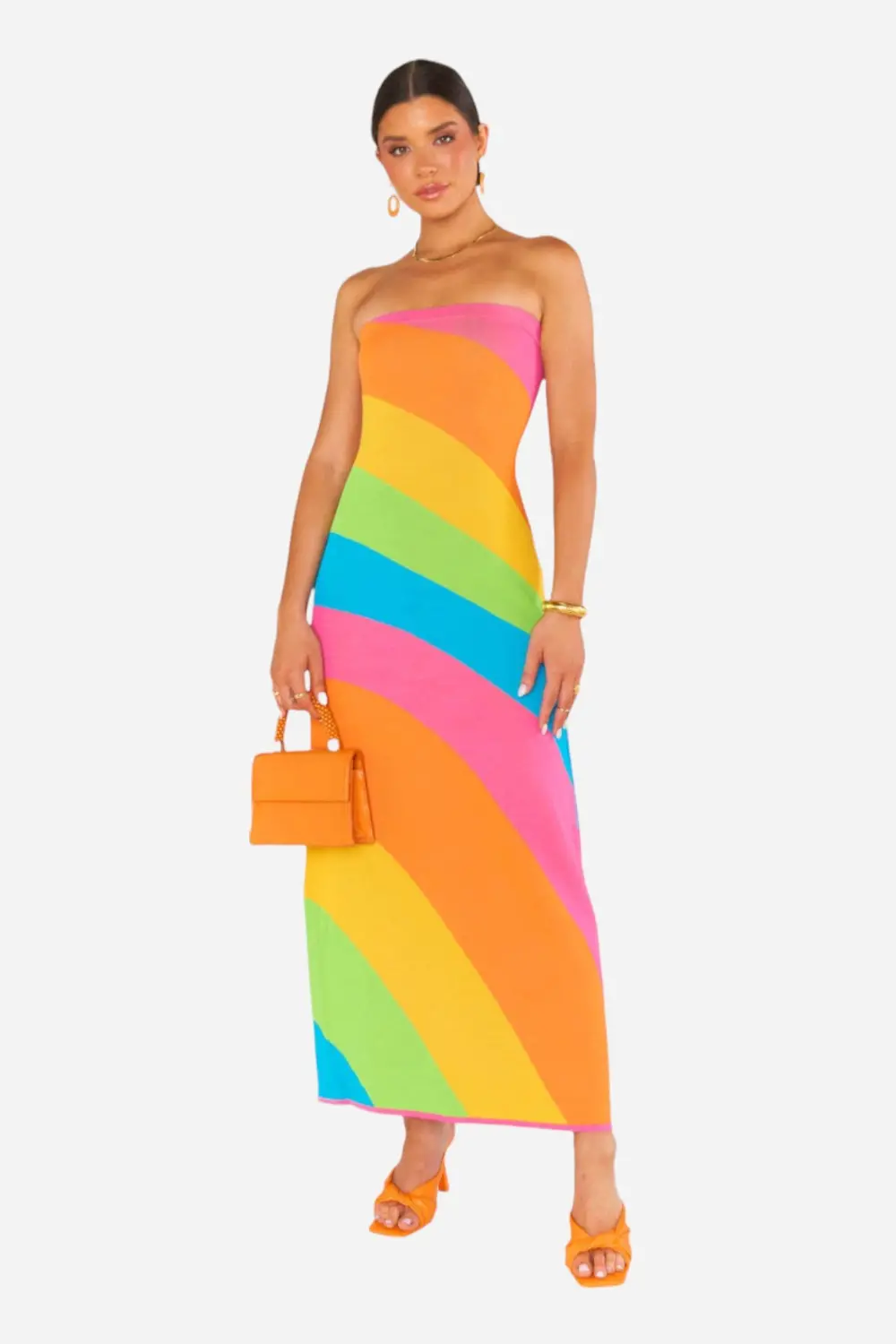 Show Me Your Mumu Island Nights Tube Dress In Salty Rainbow Stripe Knit 1