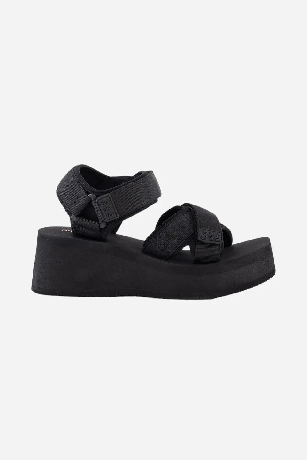 Seychelles Serenade Nylon Platform Sandals In Black 1