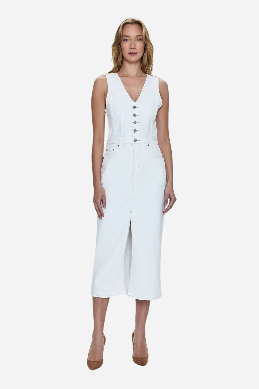 Pistola Alex Midi Dress In Le Blanc 1
