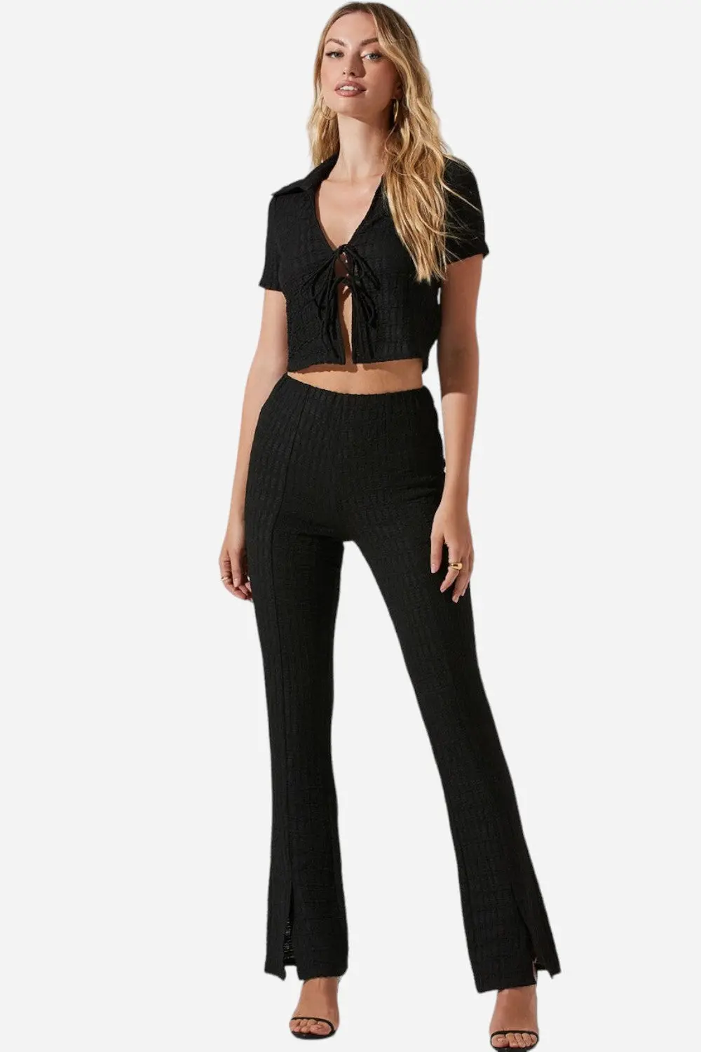 Astr The Label Zoey Seamed Split Hem Pants In Black 1