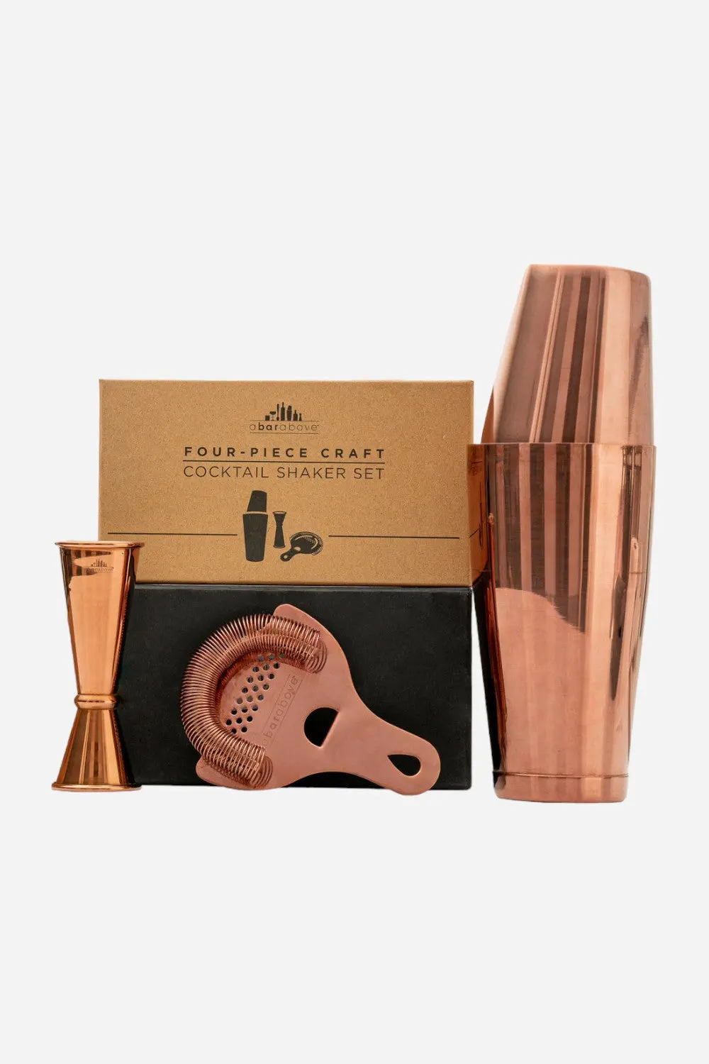 A Bar Above Craft Bar Cocktail Shaker Set In Antique Copper - 4 Pieces 1