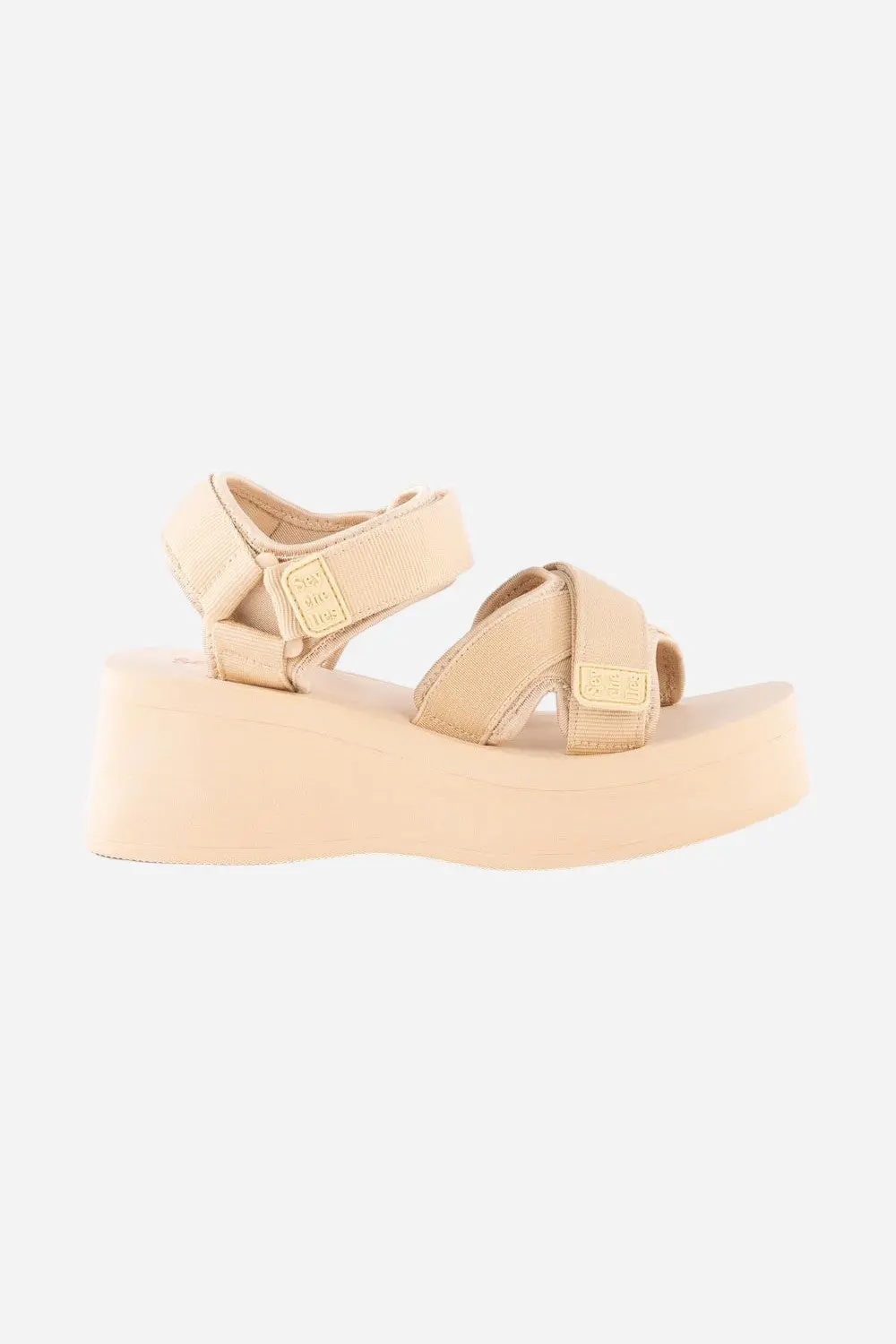 Seychelles Serenade Nylon Platform Sandals In Beige 1