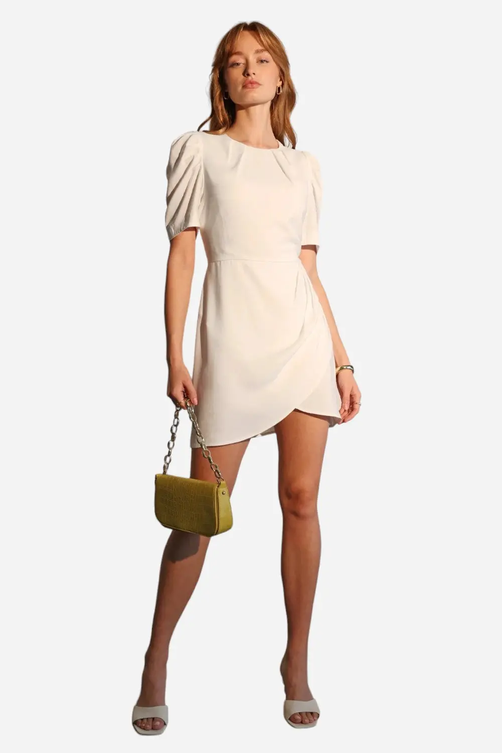 Adelyn Rae Mina Puff Sleeve Mini Dress White 1