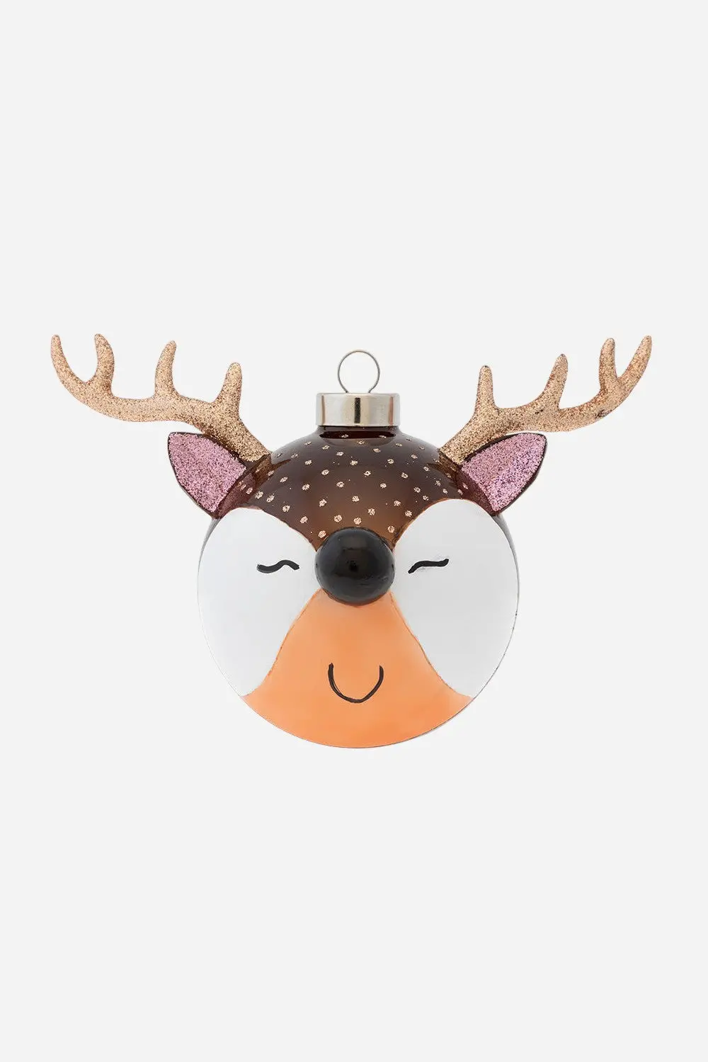 Kat + Annie Happy Reindeer Round Ornament 1