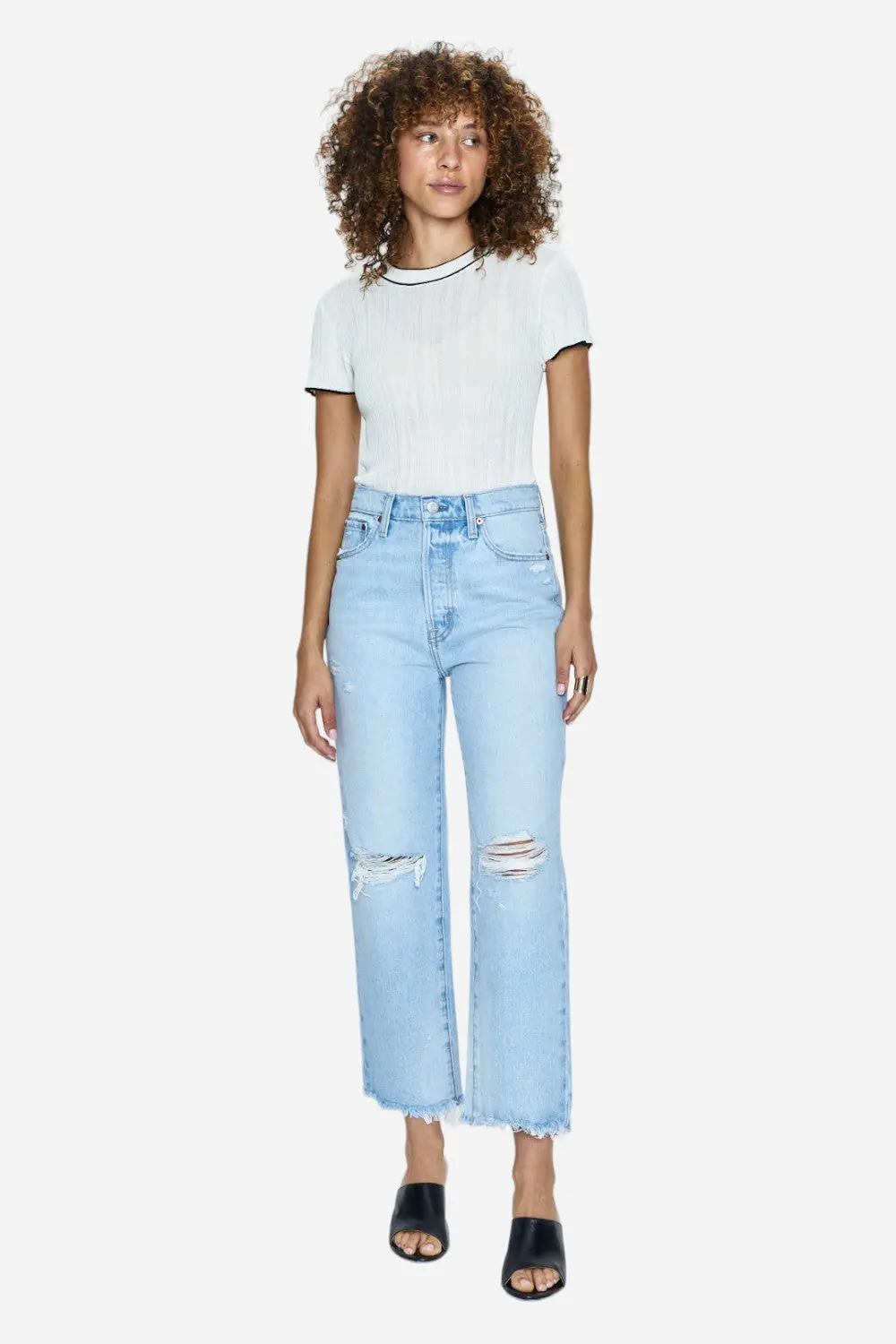 Pistola Cassie Crop High-Rise Straight Jeans In Daytrip Distressed 2