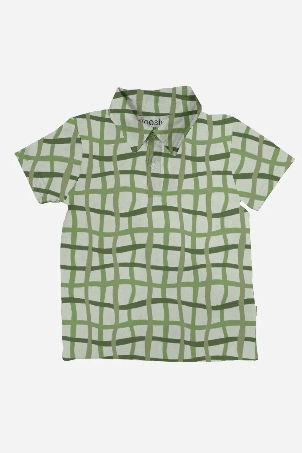 Goosies Short Sleeve Polo Shirt In Green Wavy Plaid 1