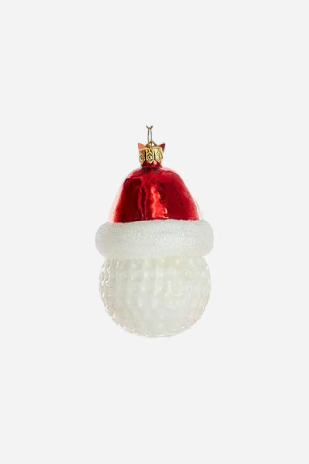 Golf Ball With Santa Hat Glass Ornament 1