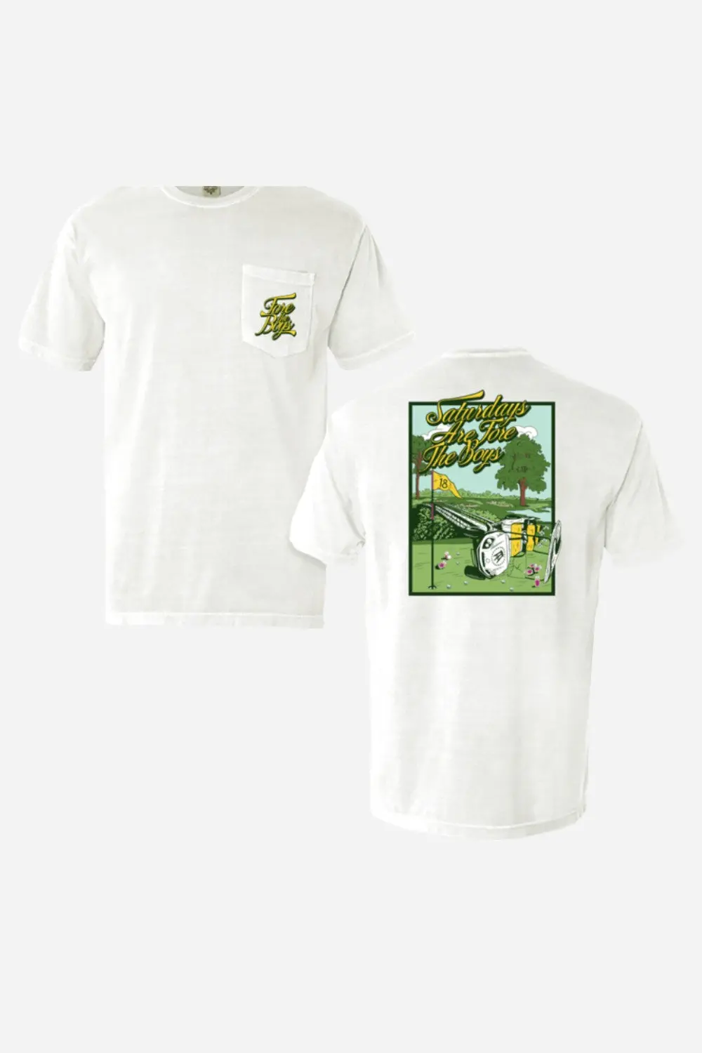 Old Row Saturdays Are For The Boys Gold Cart Pocket Tee In White 1