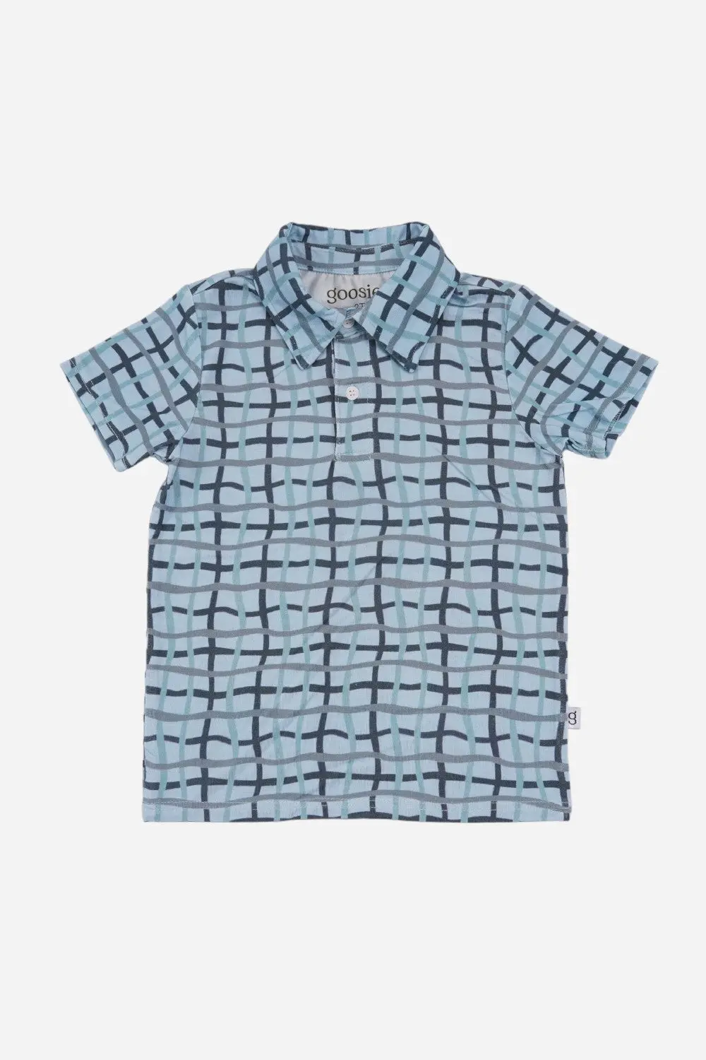 Goosies Short Sleeve Polo Shirt In Blue Wavy Plaid 1