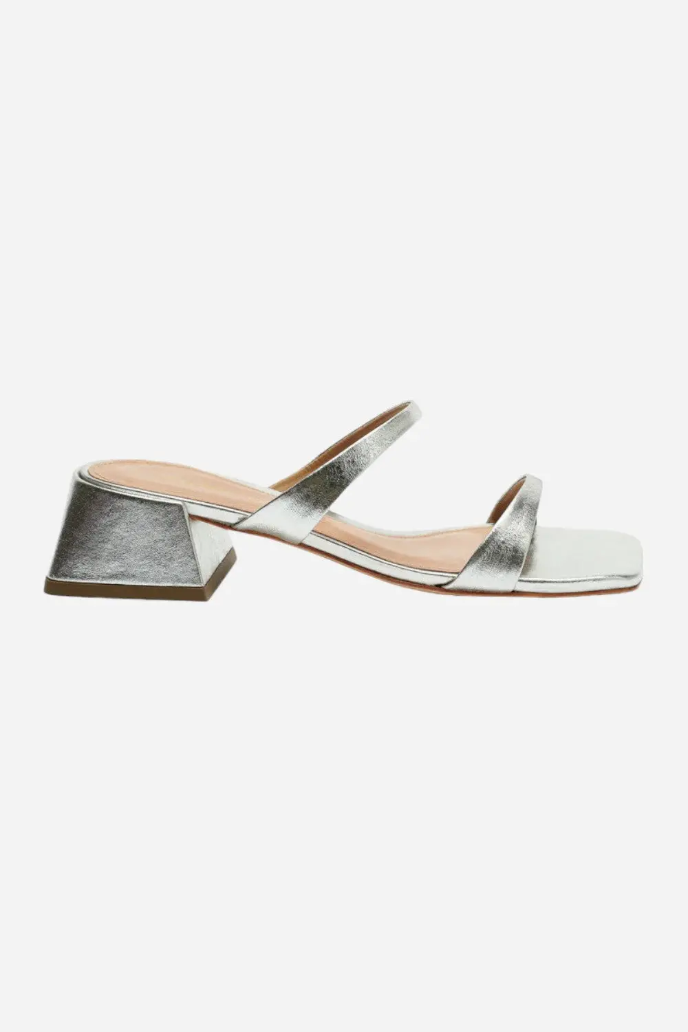 Intentionally Blank Near Metallic Heeled Sandal In Silver 1