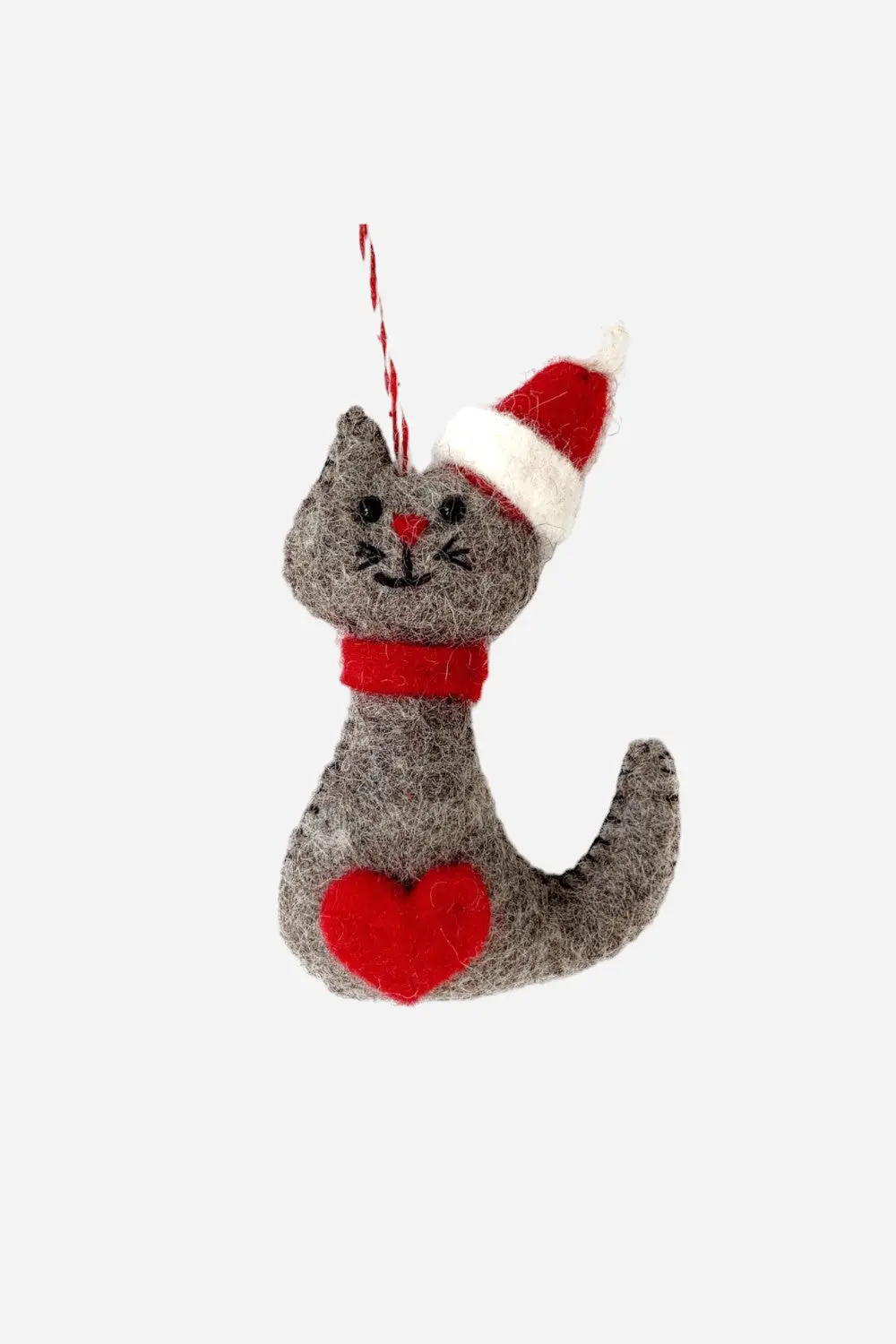 Ornaments 4 Orphans Cat In Santa Hat Felt Wool Ornament 1