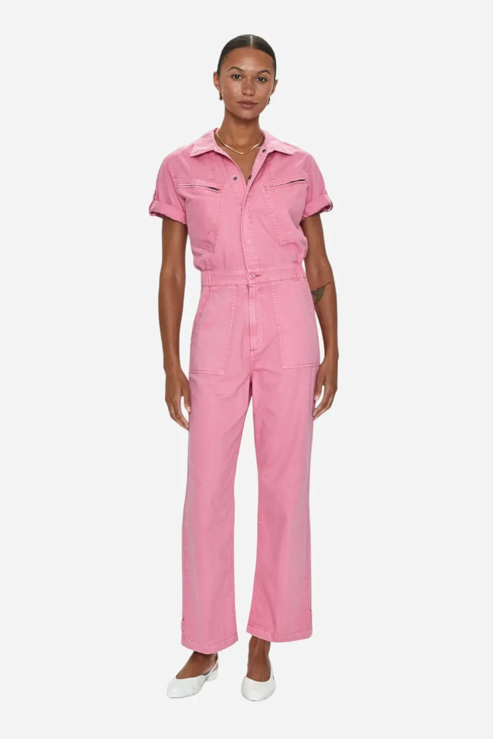 Pistola Campbell Aviator Flight Jumpsuit In Peony Pink 1