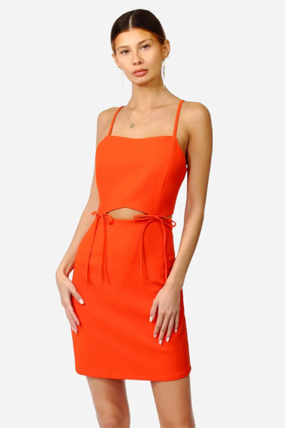 Adelyn Rae Roxy Cut Out Mini Dress In Blood Orange 1