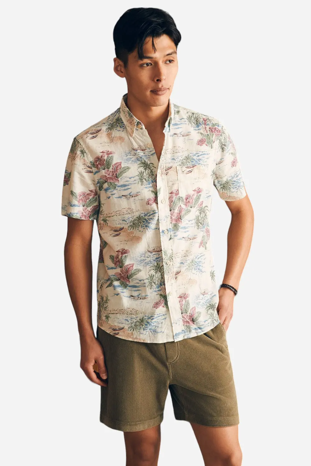 Faherty Short-Sleeve Breeze Shirt In Molokai Scenic Tropical 1