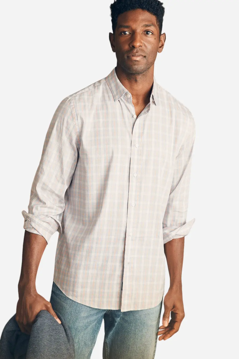 Faherty The Movement Shirt In Blue Coral Plaid 1
