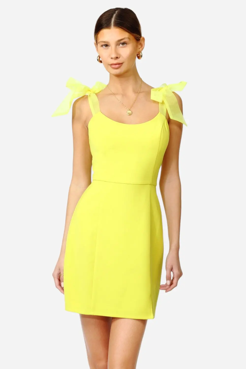Adelyn Rae Gia Ribbon Strap Mini Dress In Yellow 1