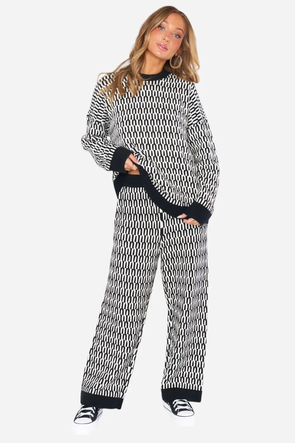 Show Me Your Mumu Chilly Sweater In Metro Geo Knit 1