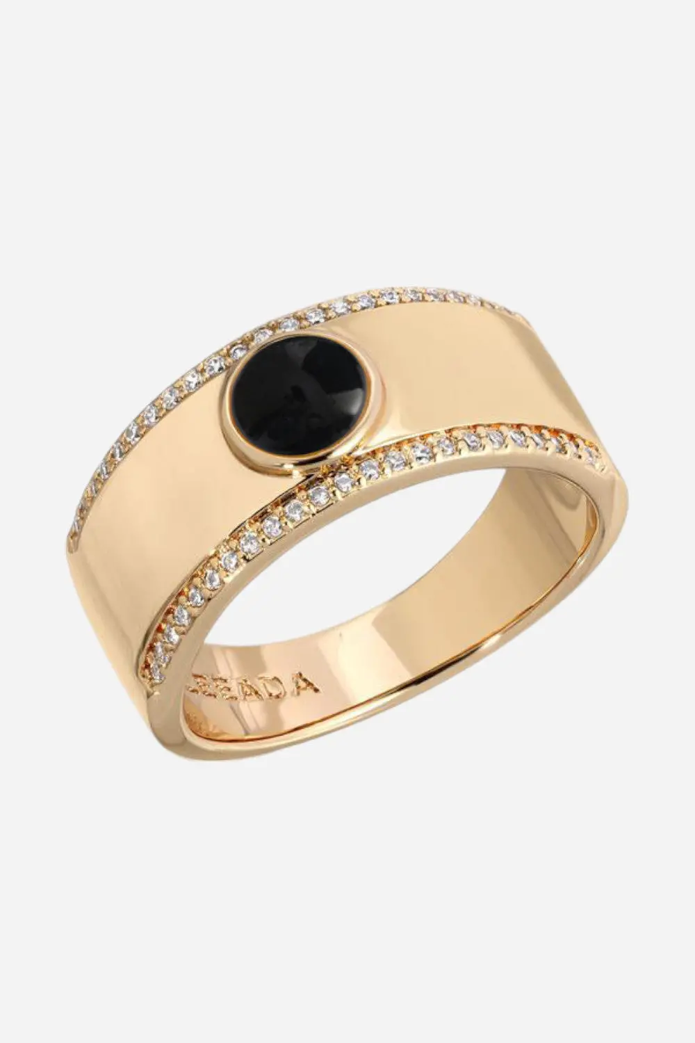 Leeada Fortuna Cigar Ring In Onyx - Size 8 1