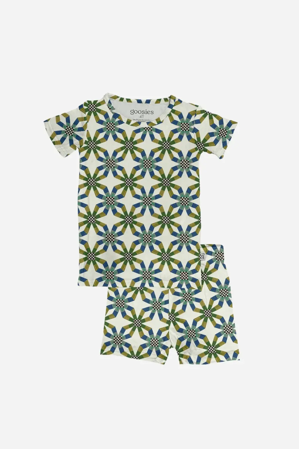 Goosies Two Piece Pj Set In Quilt Blue Boy 1