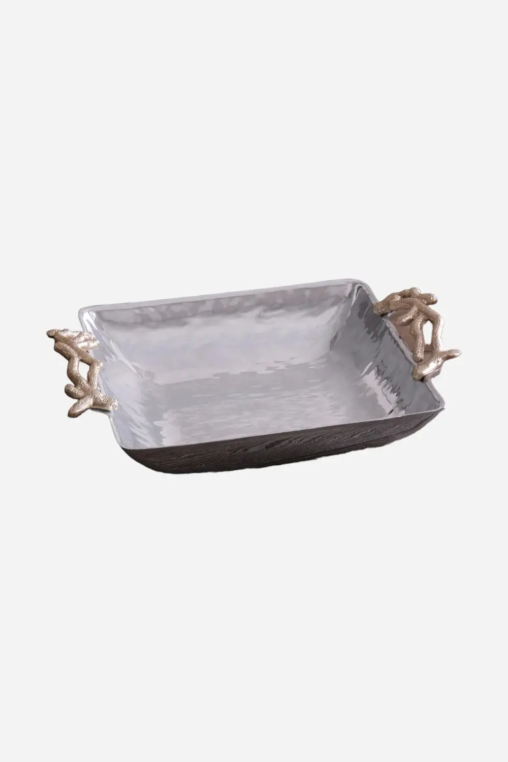 Beatriz Ball Coral Square Small Bowl With Gold Handles 1