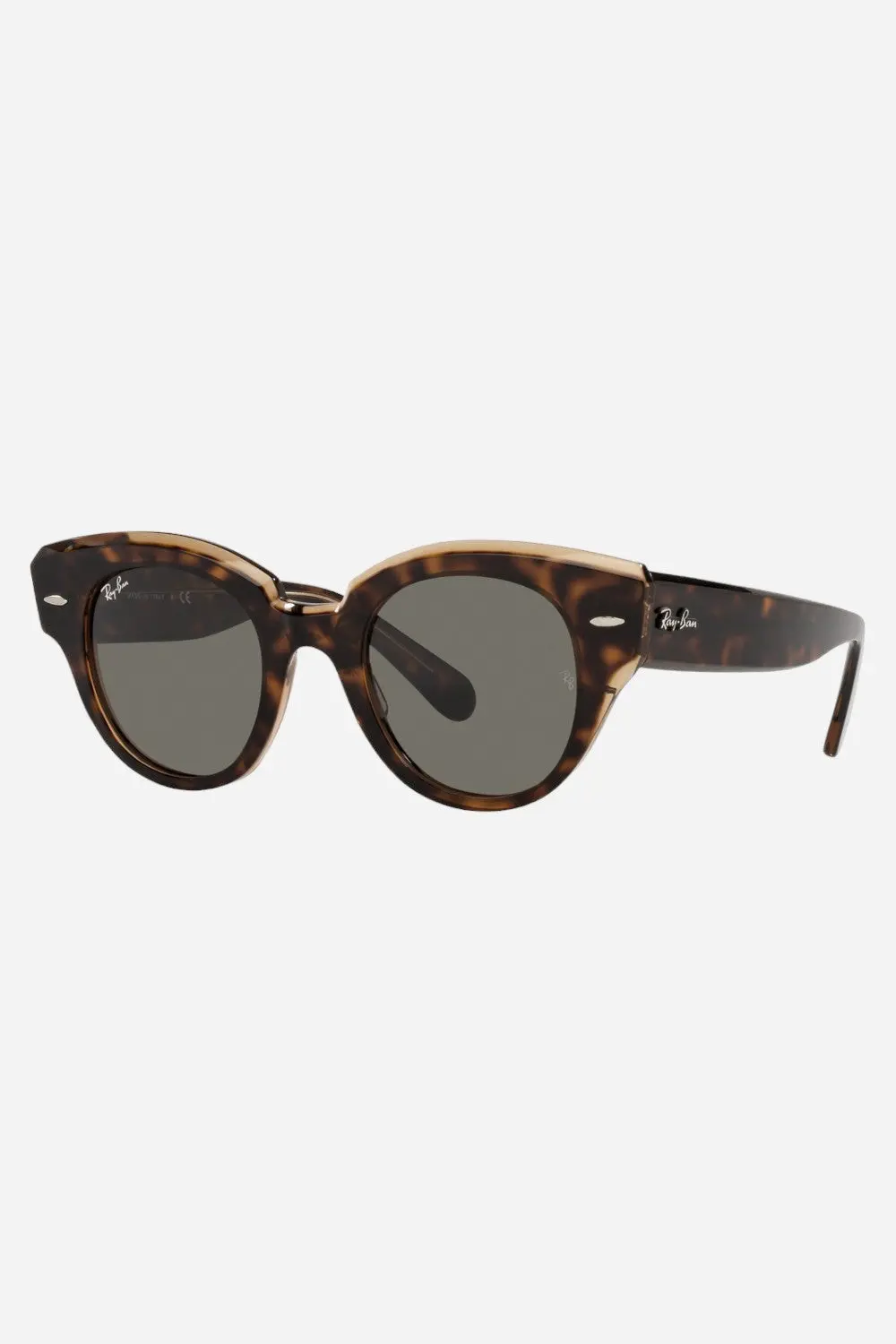 Ray-Ban Havana On Transparent Brown Sunglasses With Dark Gray Lenses 1