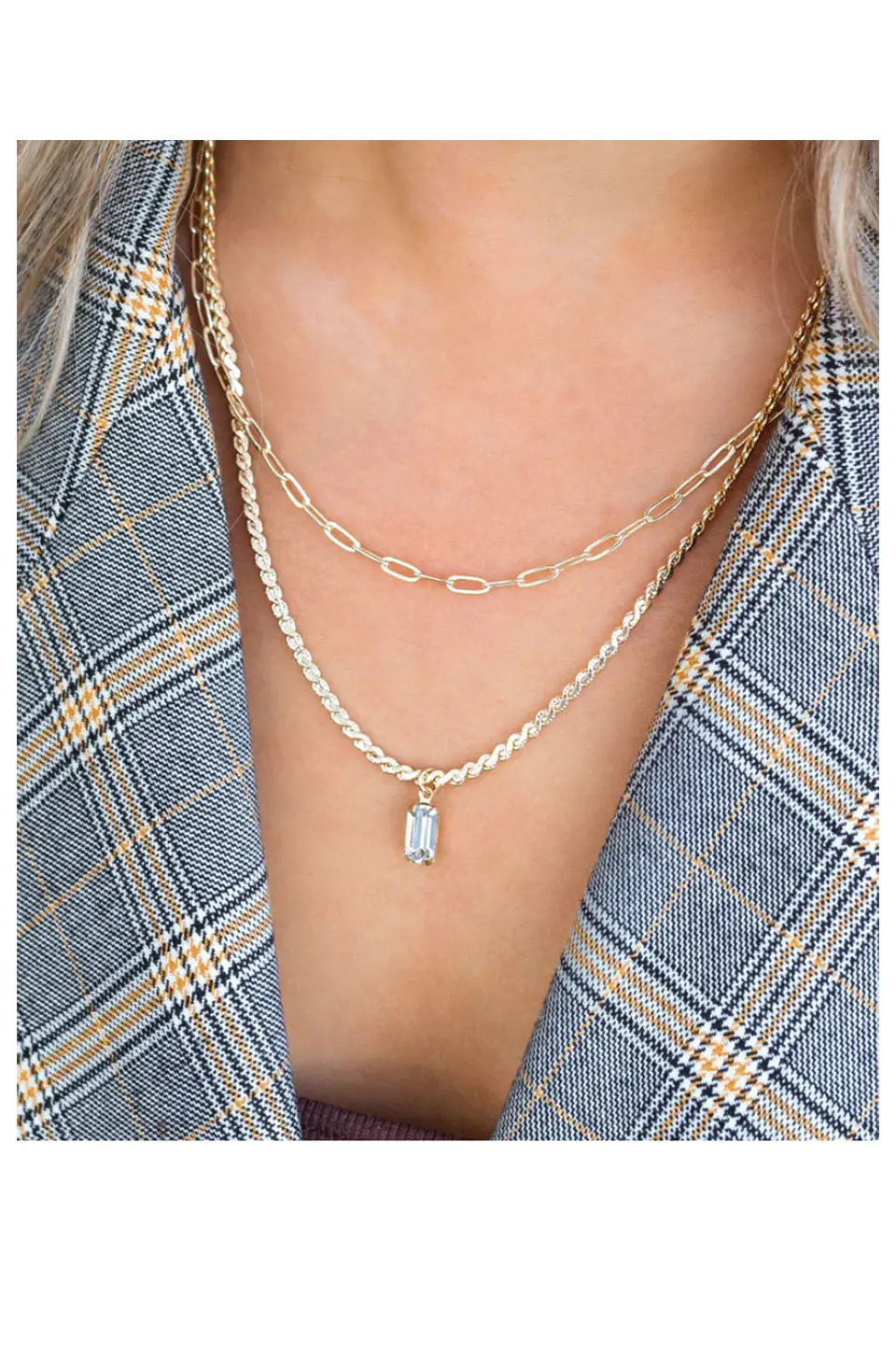 Farrah B Nouveau Two Layer Necklace In Clear 1