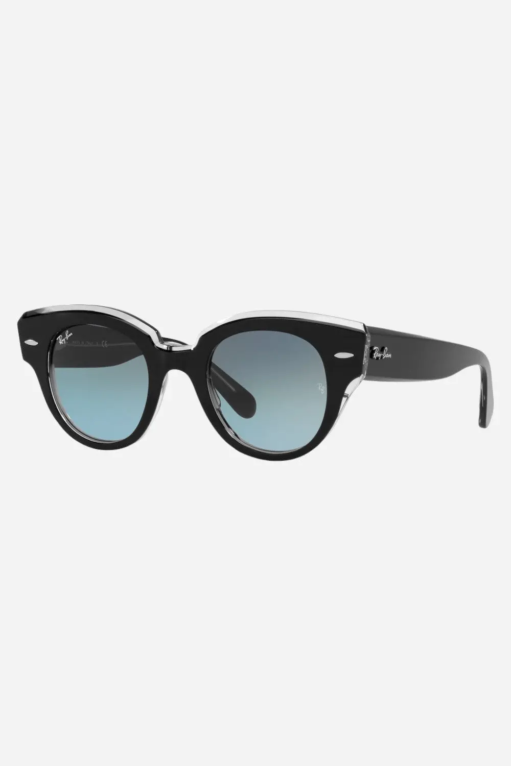Ray-Ban Black On Transparent Sunglasses With Blue Gradient Gray Lenses 1