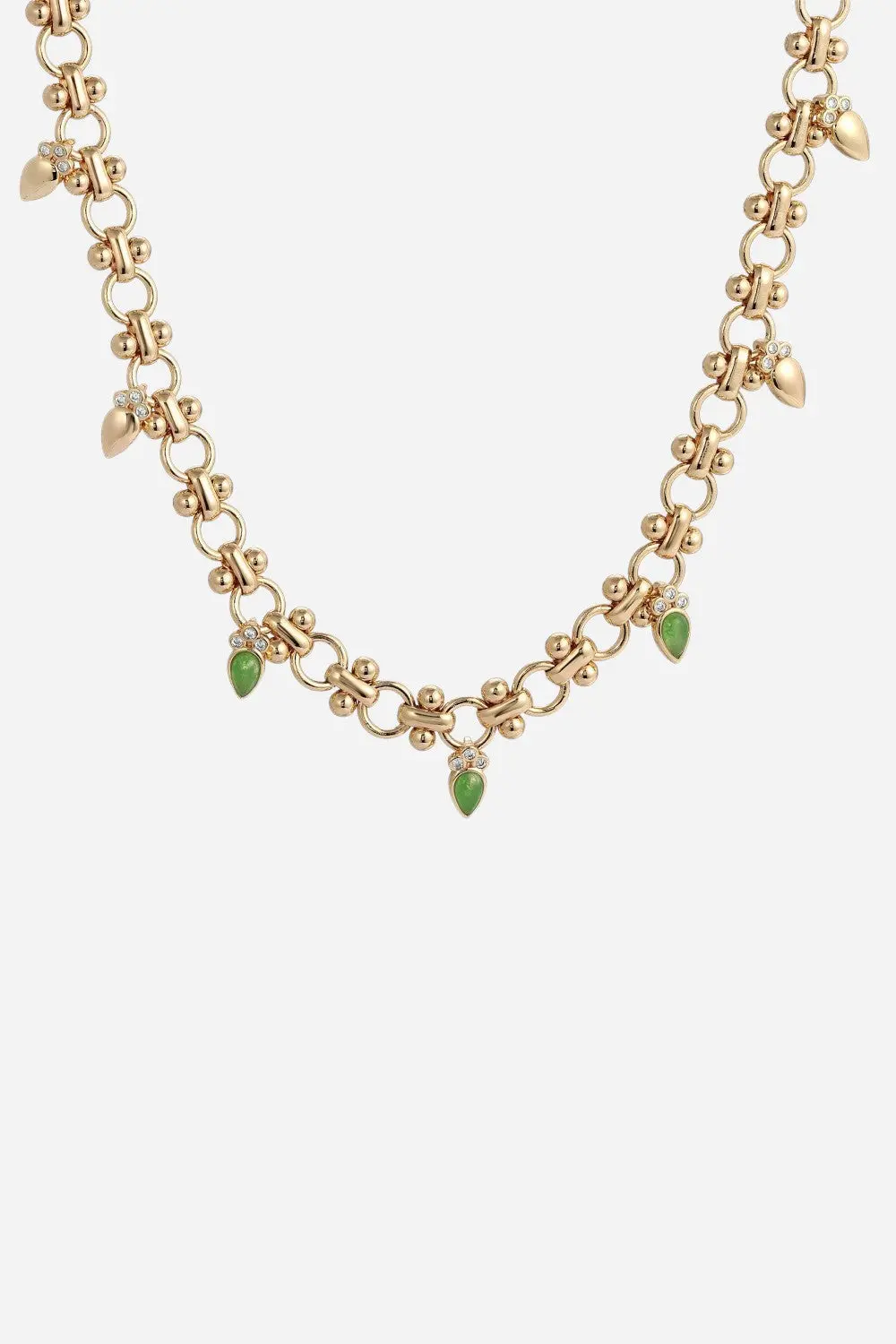 Leeada Athena Necklace In Gold Jade 1