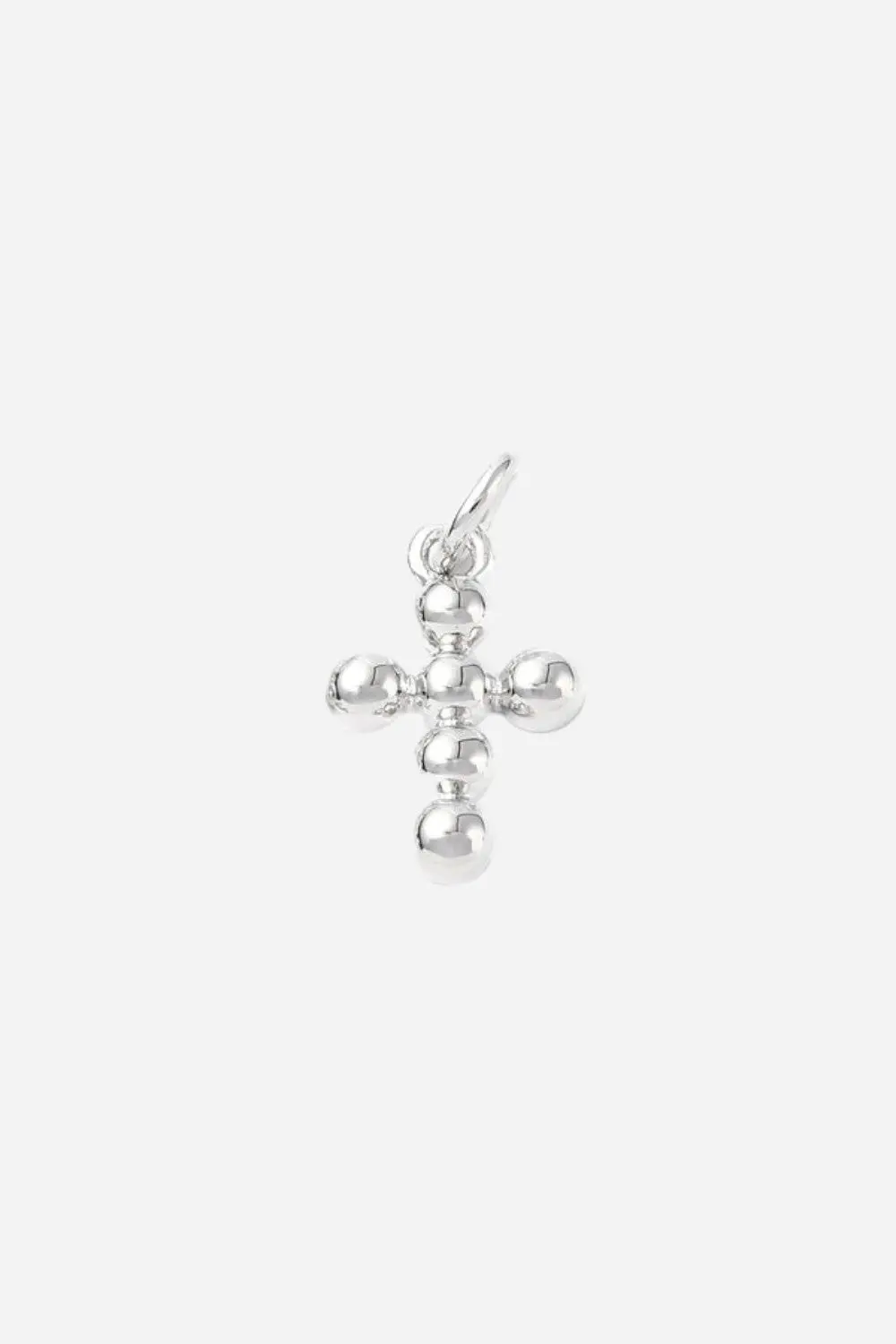 Farrah B Small Beaded Cross Charm In Silver 1