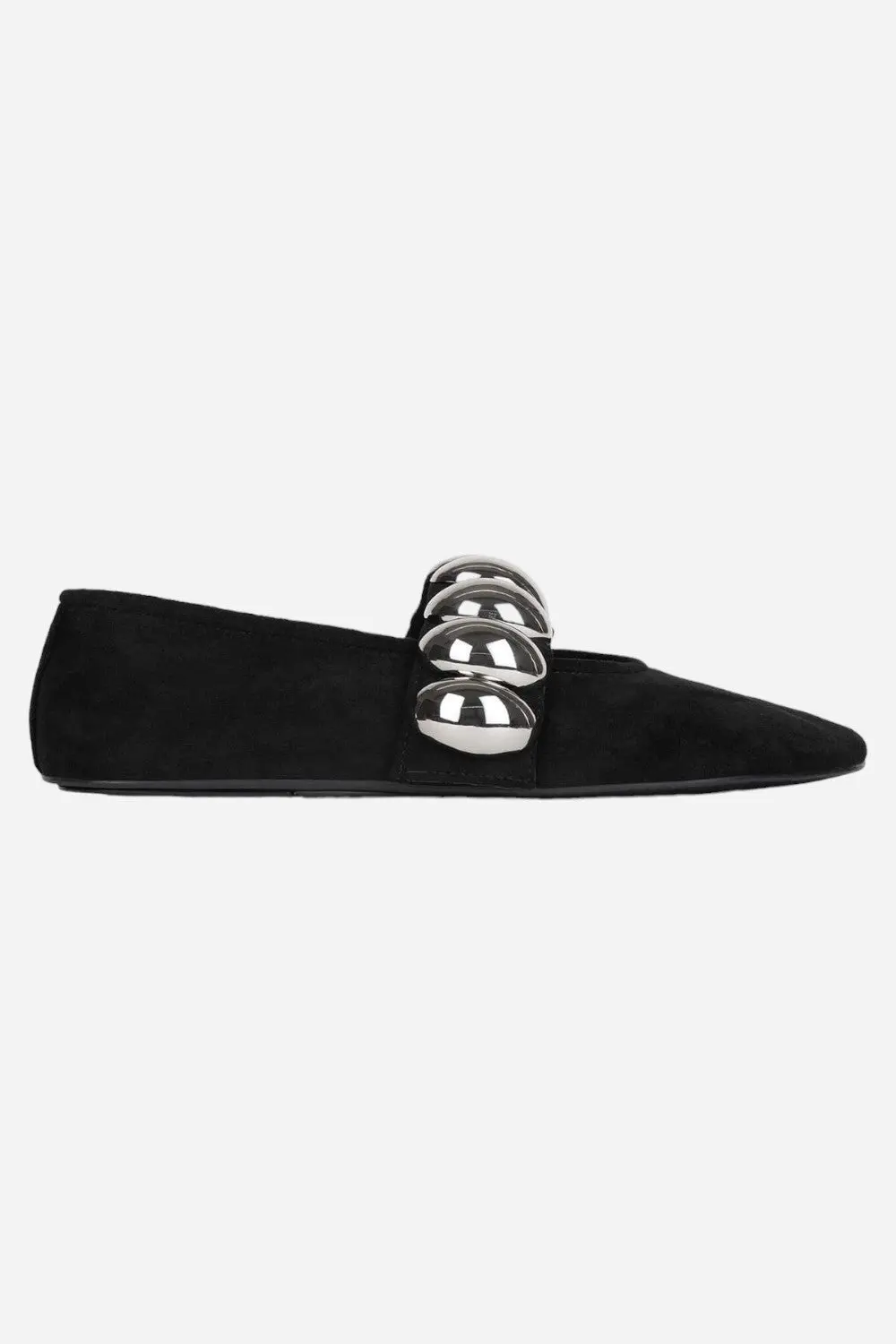 Jeffrey Campbell Ballet-Sd Flats In Black Suede Silver 1