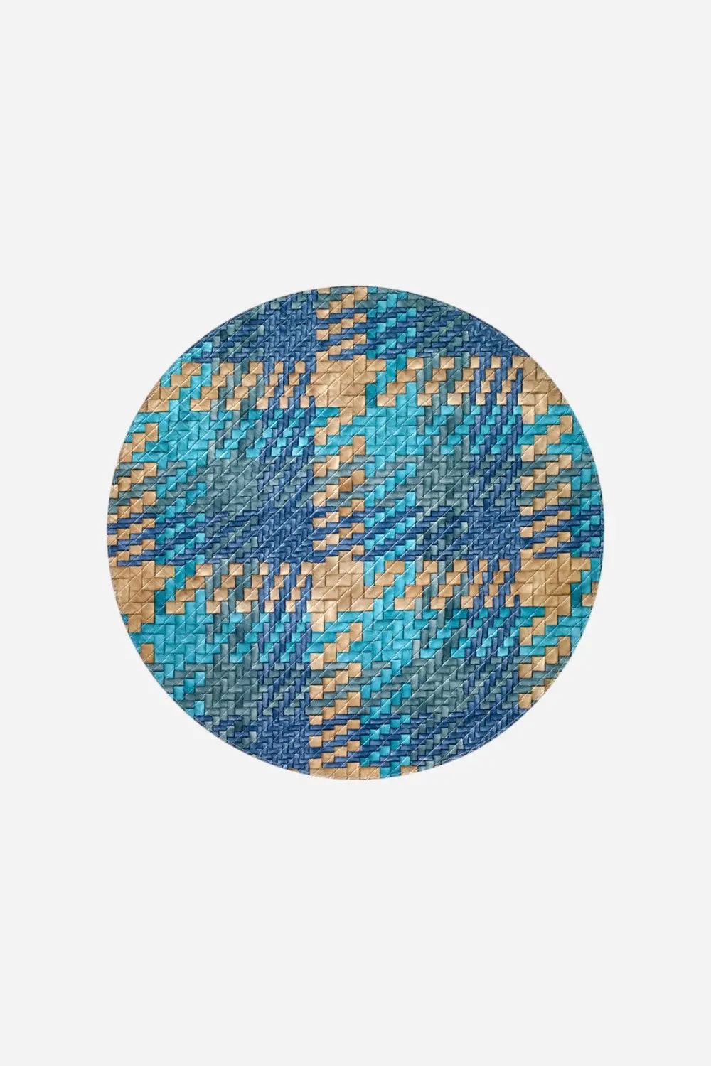 Bodrum Group Set Of 4 Nantucket 15" Round Placemats In Blue/Turquoise 1