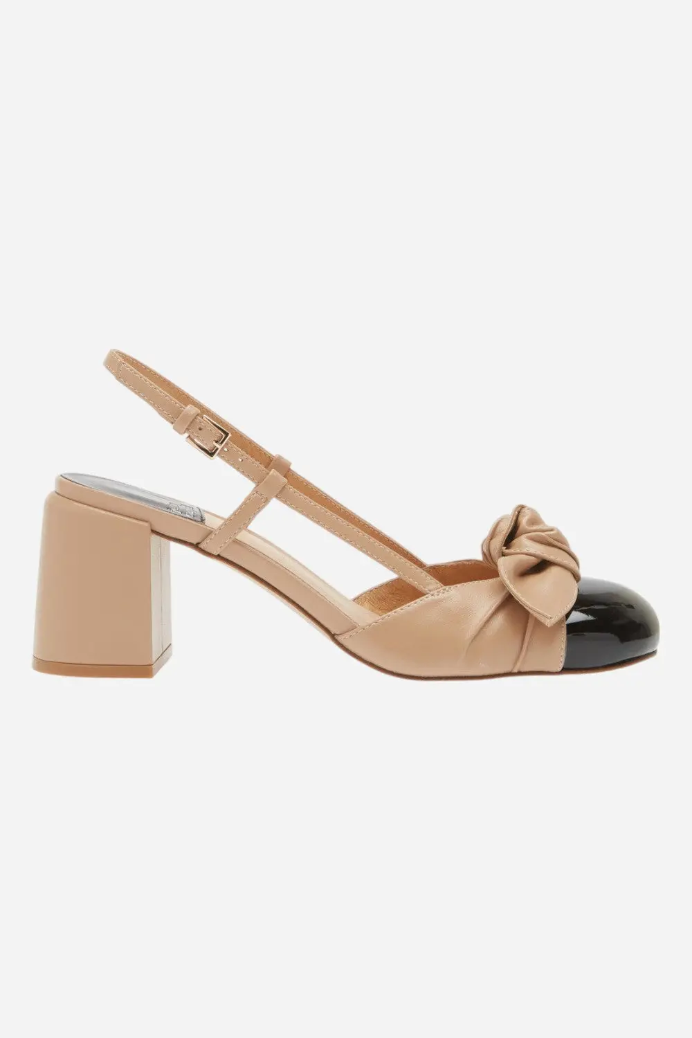 Jeffrey Campbell Babydoll Slingback Cap Toe Pump In Natural Black Patent 1