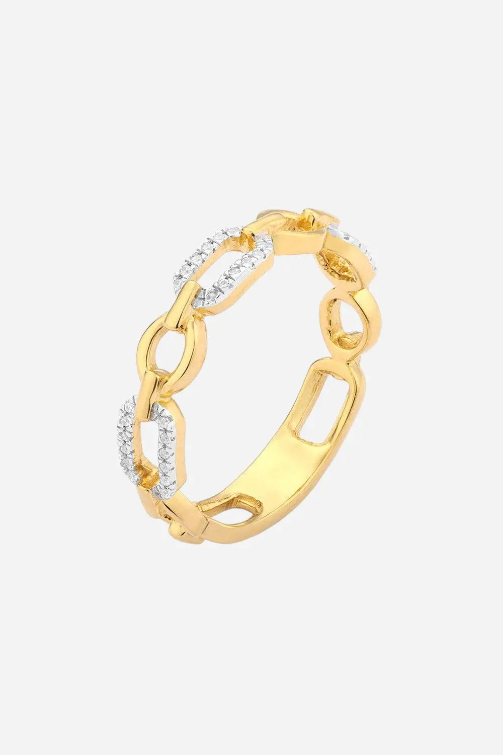 Ella Stein Linked Forever To You Stackable Ring In Yellow Gold - Size 7 1