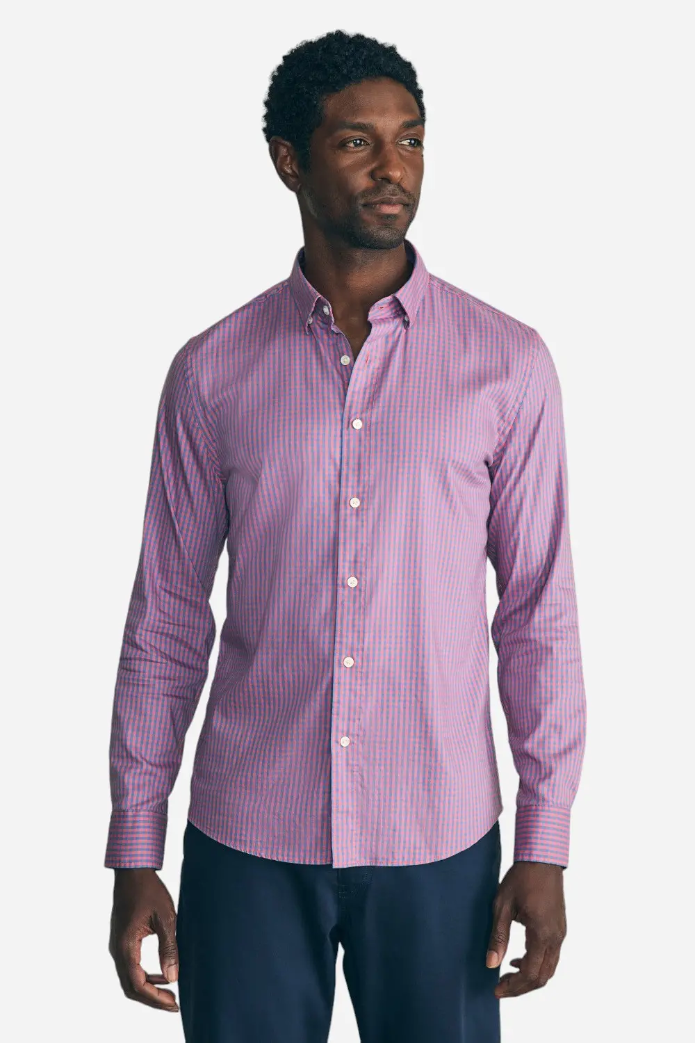 Faherty Movement Shirt In Blue Rose Gingham 1