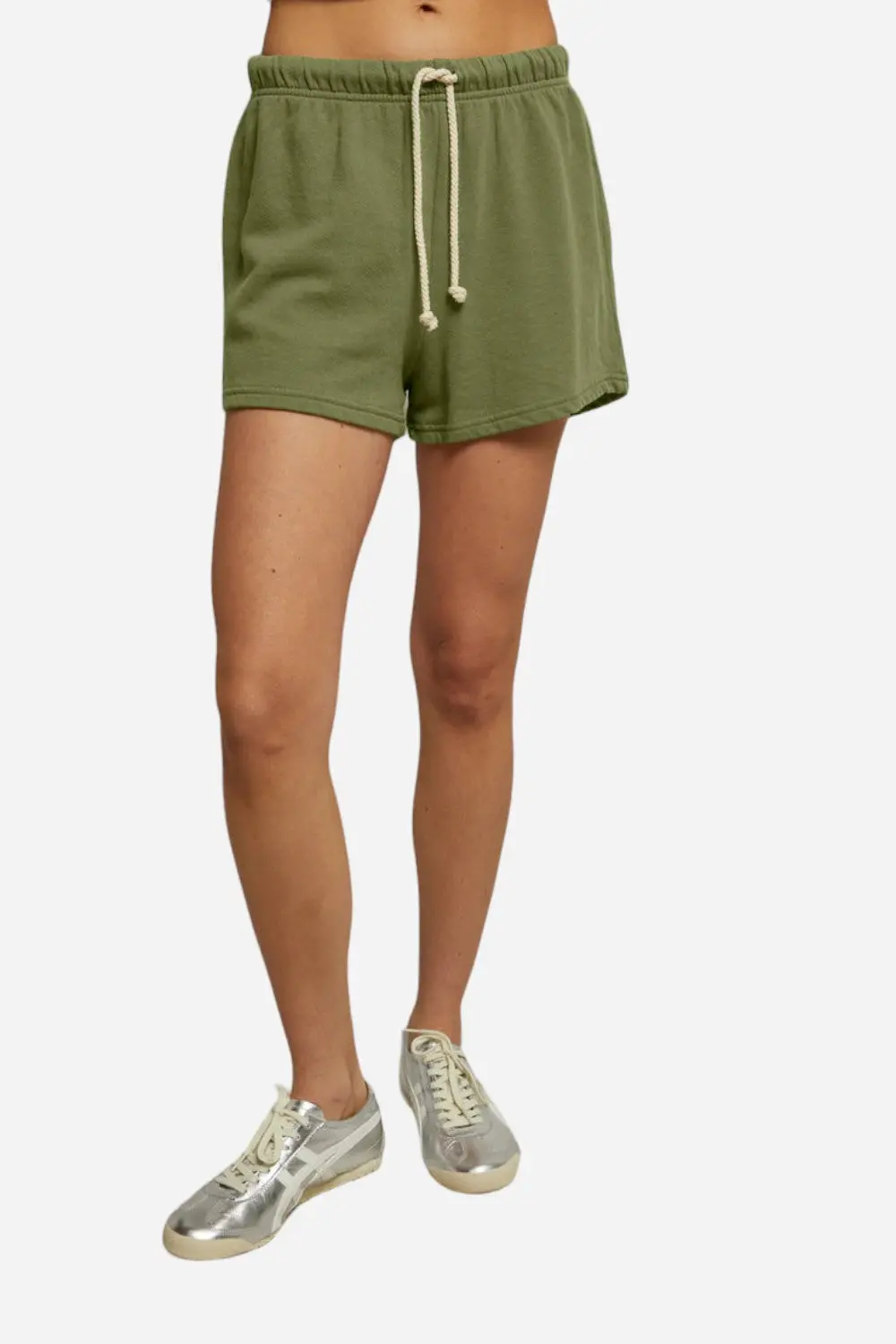 Perfect White Tee Layla French Terry Sweatshorts In Safari 1