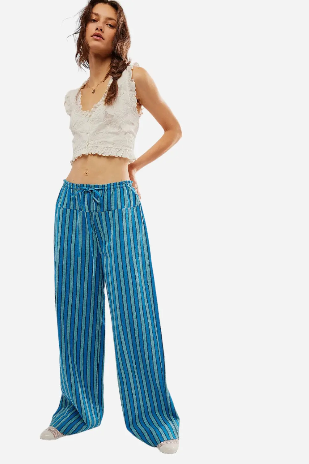 Free People Hudson Canyon Stripe Pants In Blue Combo 1