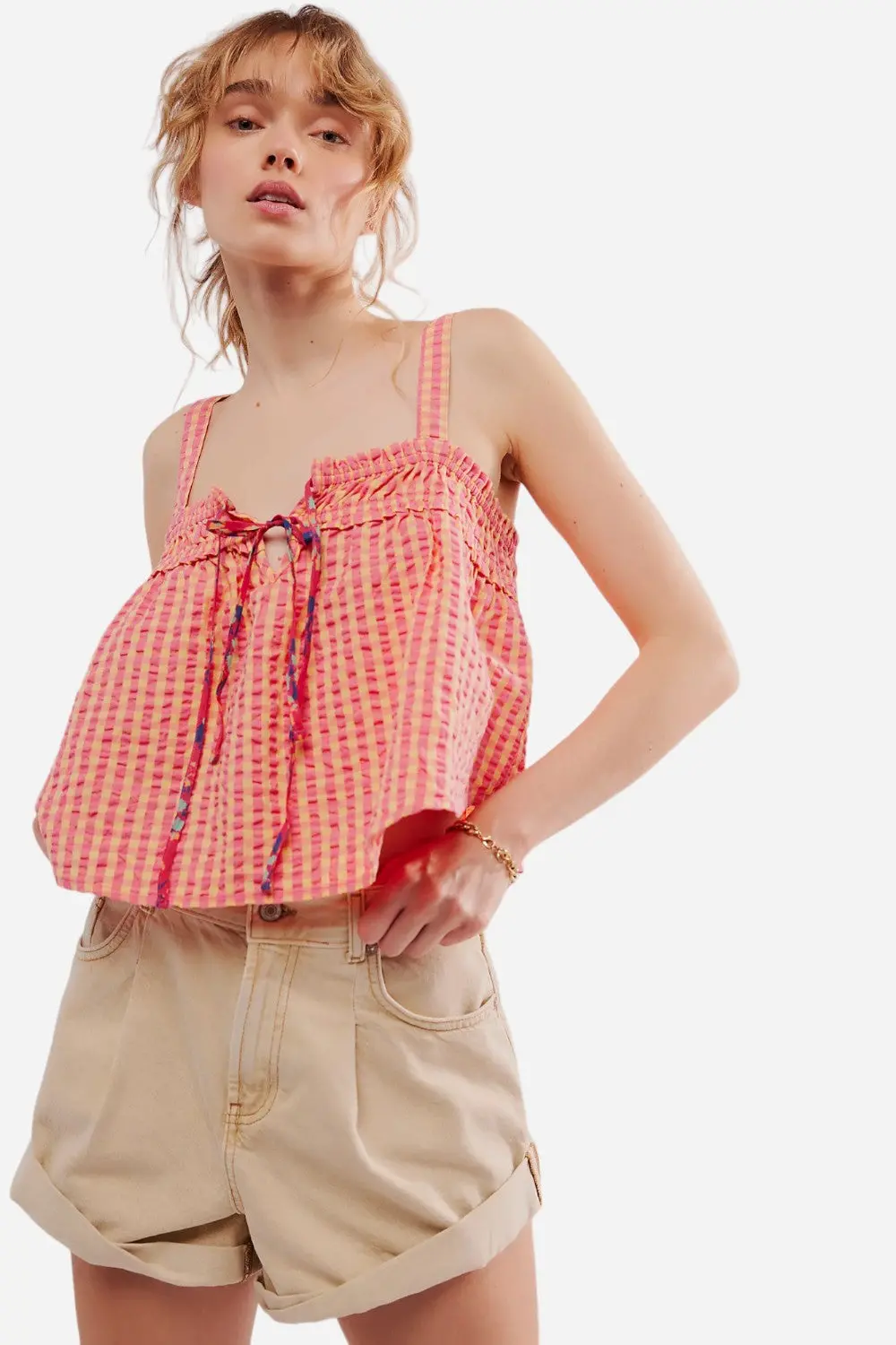 Free People Picnic Party Top In Pink Combo 1