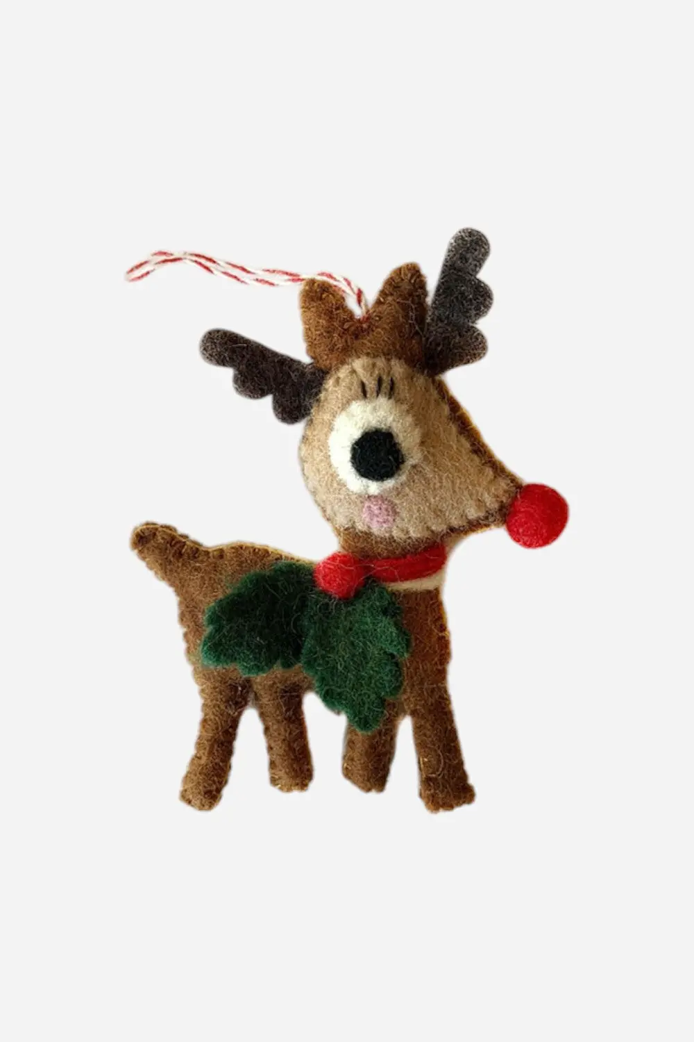 Felt Wool Rudolf With Holly 1