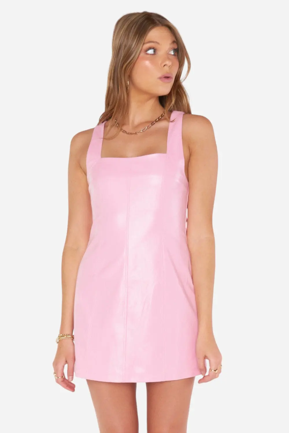 Show Me Your Mumu Woods Mini Dress In Pink Faux Leather 1