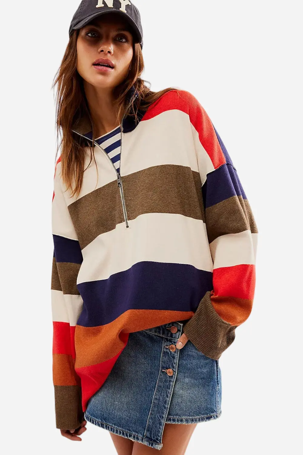 Free People Coastal Stripe Pullover In Set Sail Combo 1
