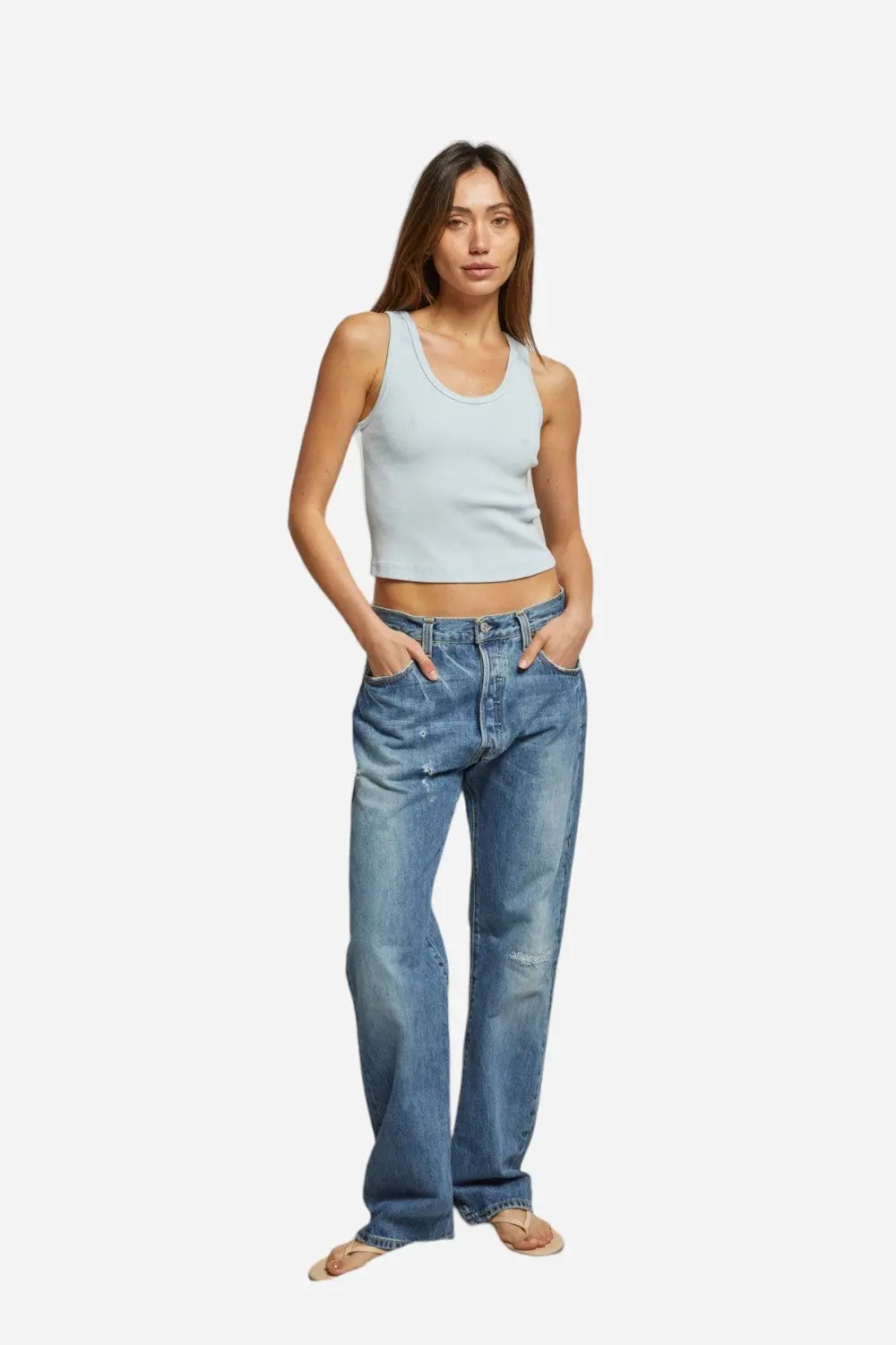 Perfect White Tee Blondie Rib Bra Friendly Tank In Baby Blue 1
