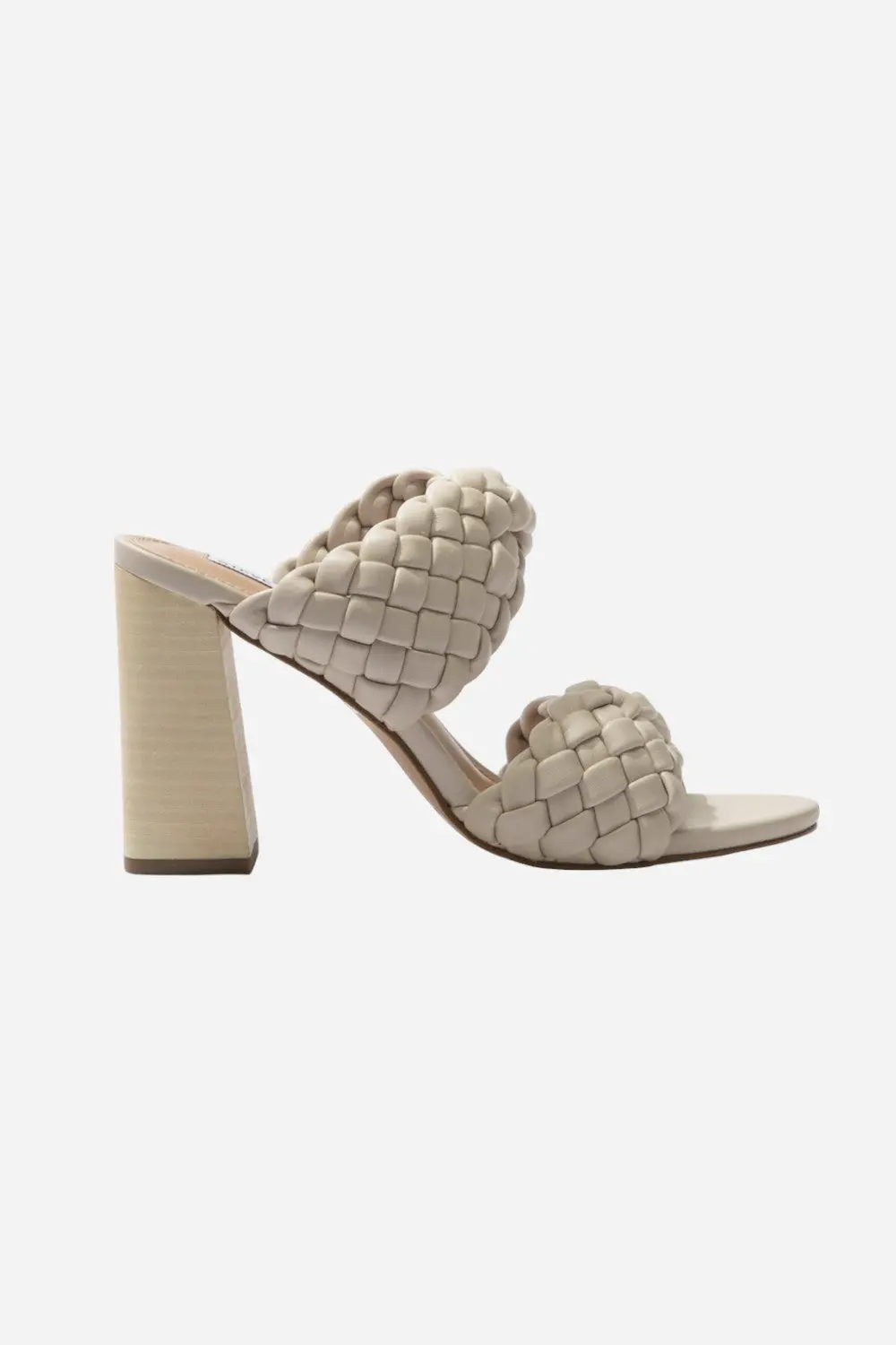 Steve Madden Twisted Block Heels In Bone 1