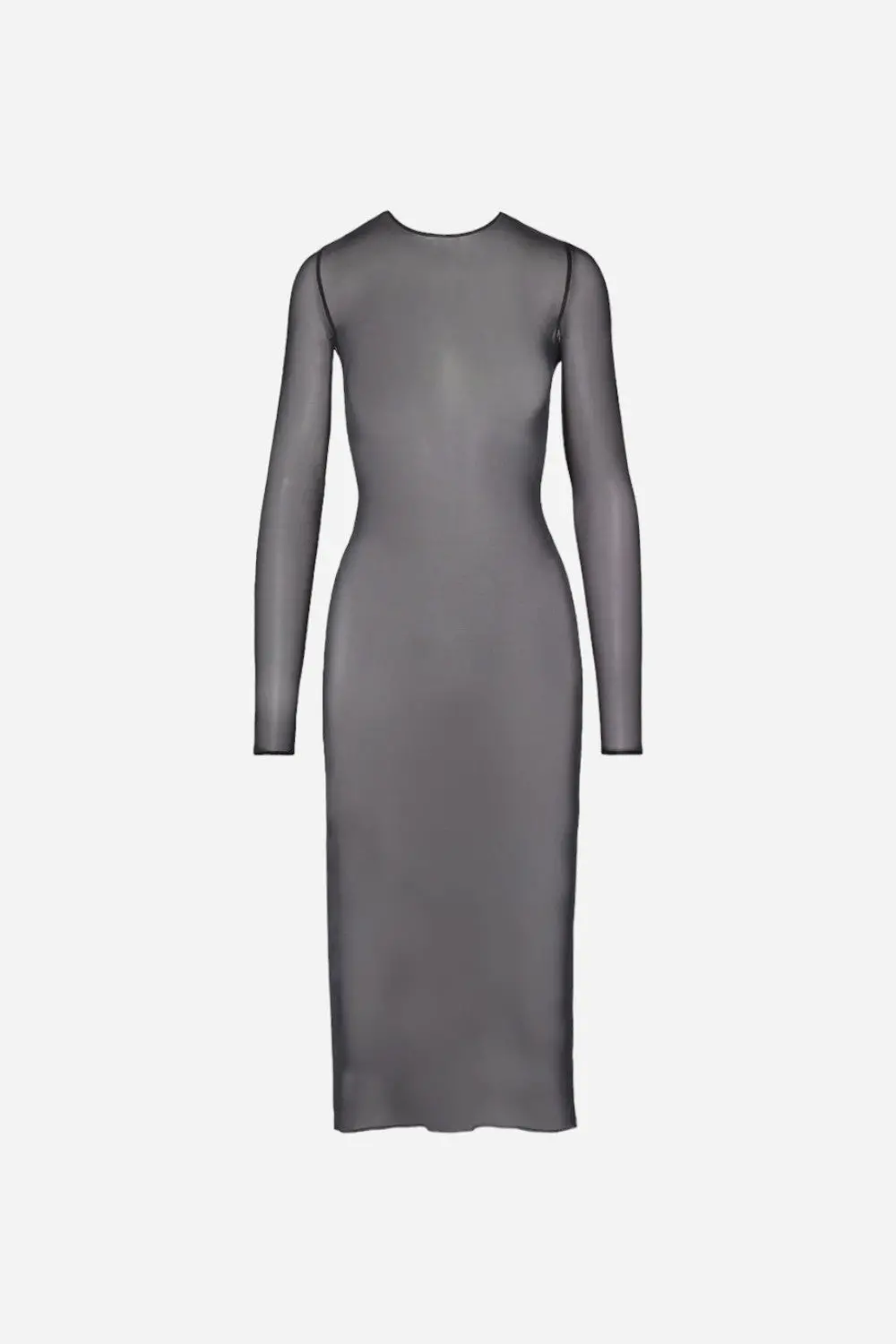 Commando Chic Mesh Long Sleeve Midi Dress In Black 3