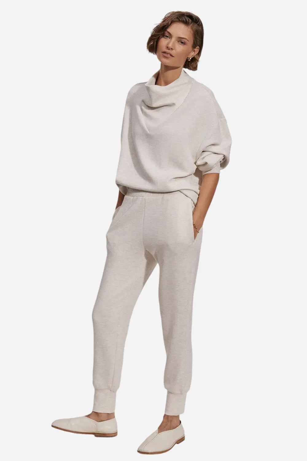 Varley The Slim Cuff Pant 25" In Ivory Marl 1