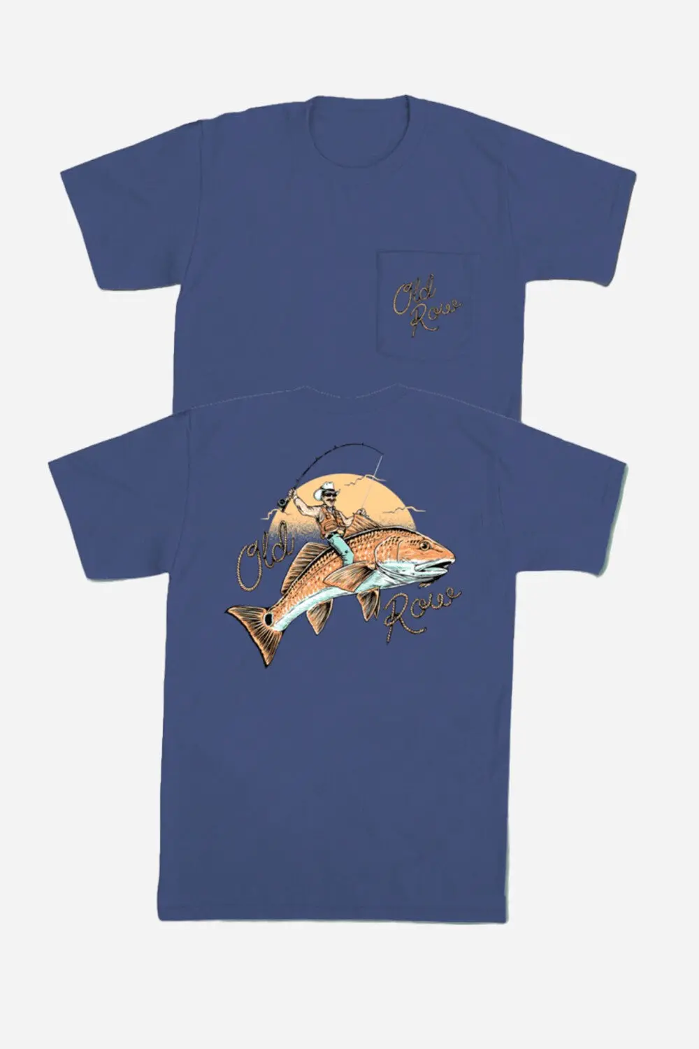 Old Row Bucking Fish Pocket Tee In Blue China 1